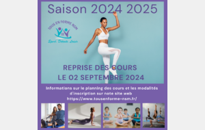 DATE DE REPRISE DES COURS  2 SEPTEMBRE 2024 !